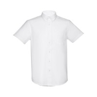 THC LONDON WH. Kurzärmeliges Herren-Oxford-Hemd. Weiße Farbe