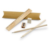 RHOMBUS. Schulschreibset: Lineal, Bleistift, Radiergummi und Anspitzer