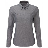 Premier Workwear - Women´s Organic Chambray Fairtrade Long Sleeve Shirt