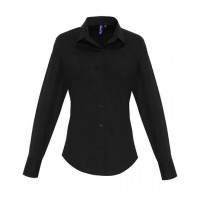 Premier Workwear - Women´s Stretch Fit Poplin Long Sleeve Cotton Shirt