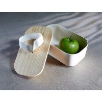 Ökologische Lunchbox aus recyclebarem PLA mit Bambusdeckel