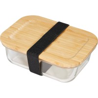 Hitzebeständige Glas-Lunchbox mit Bambusdeckel, Dichtung und 640 ml Volumen