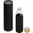 Hitzebeständige Glas-Trinkflasche 0,5 l mit Bambusdeckel, Silikonmanschette und Geschenkbox