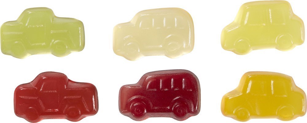 Fruchtgummi-Standardformen 10 g, Nostalgie-Cars im konventionelle Tütchen, Vegan